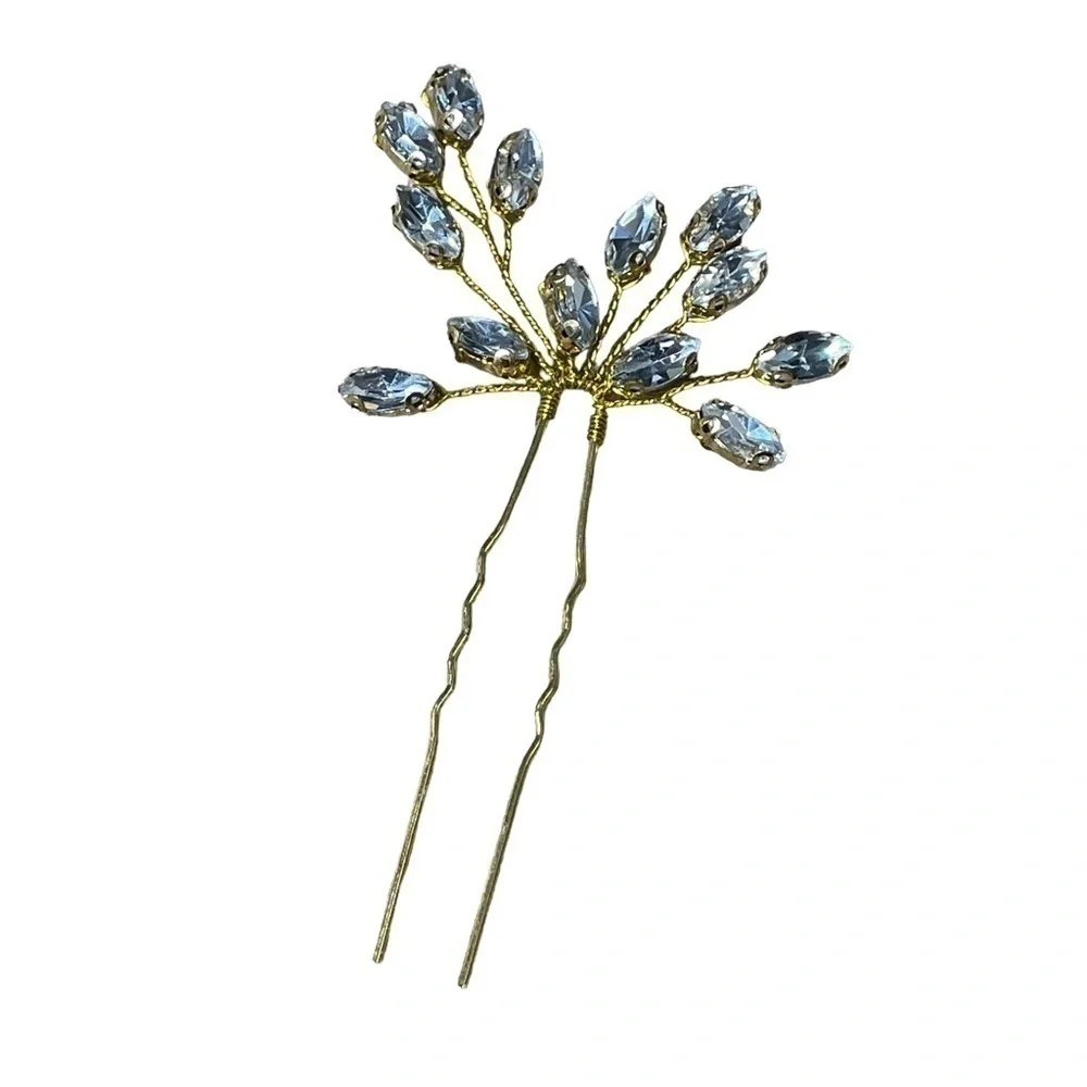 Rhinestone decorative hair pins set of 3 gold sparkle NWOT